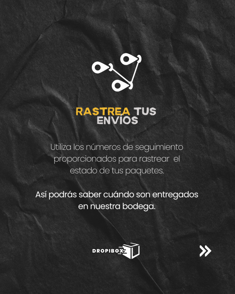 Utiliza los números de seguimiento proporcionados para rastrear  el estado de tus paquetes. Así podrás saber cuándo son entregados en nuestra bodega.